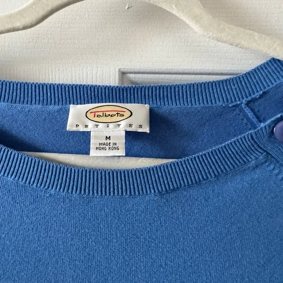 Talbots Sweater, MP, Periwinkle, raglan, three-quarter sleeves, slip over NWOT - Picture 3 of 4